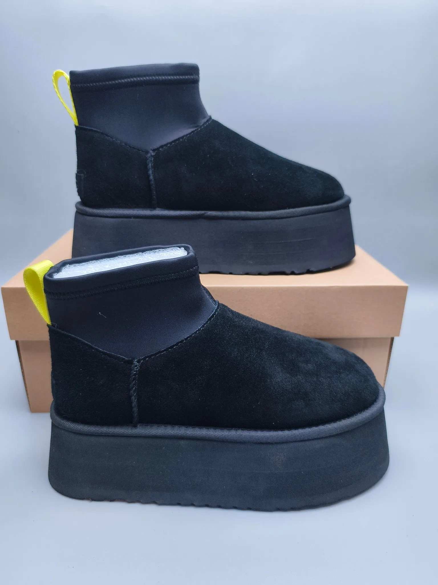 💰480 UGG sheepskin all-in-one snow boots 8170 Thick-soled elastic low-cut casual style Color: maroon black gray Size: 35-41